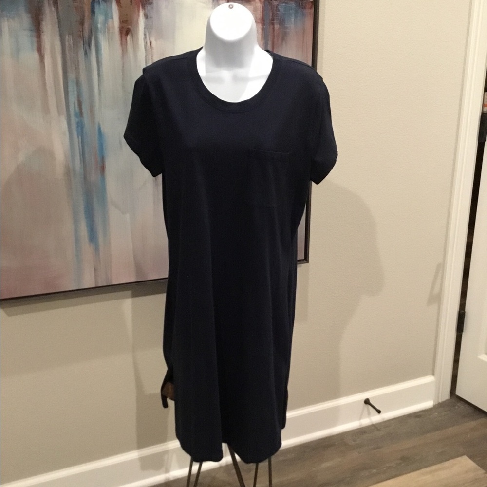 J. Crew Classic Short Sleeve Pocket Tee Dress- Sz M Navy